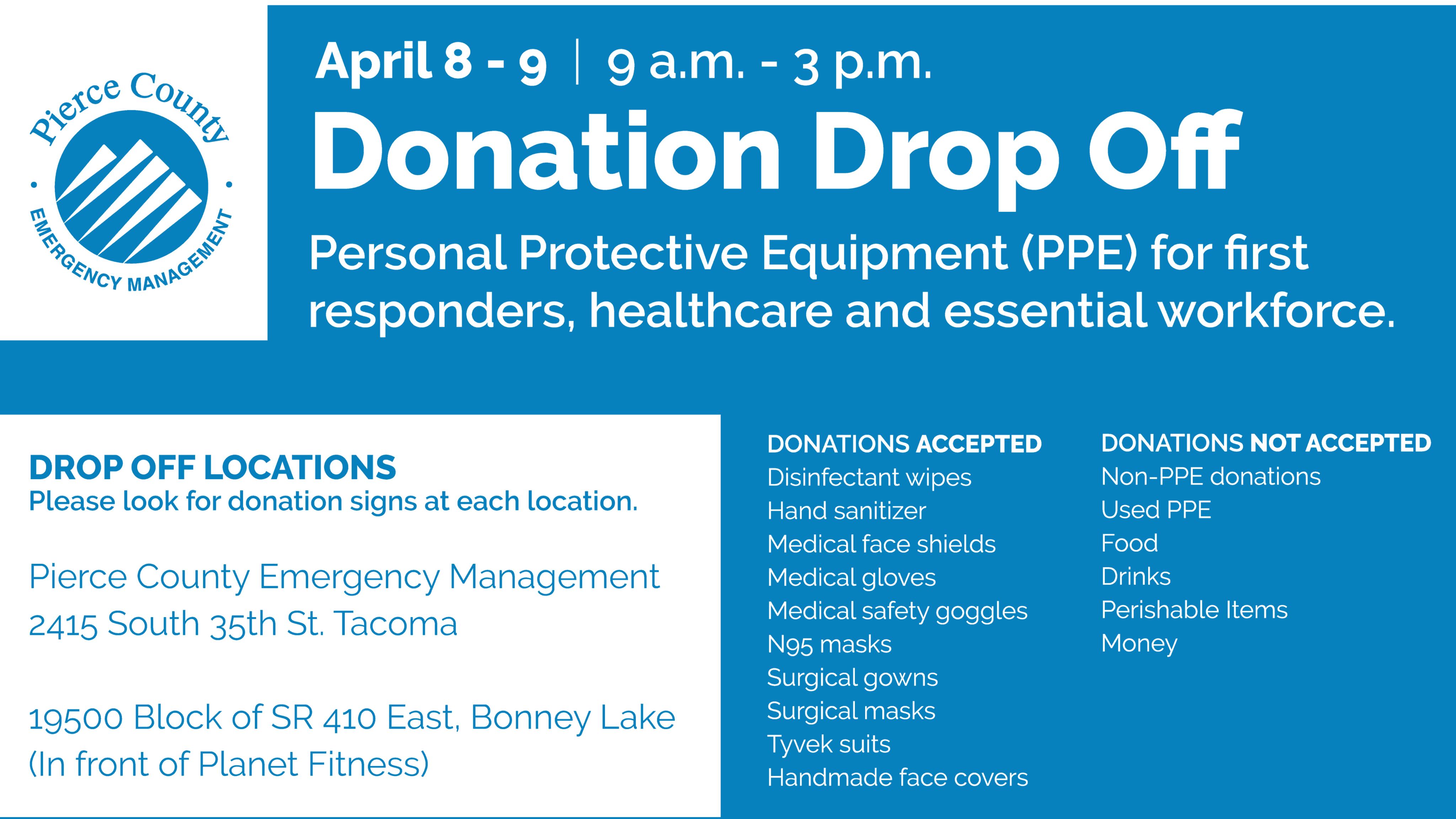 Pierce County PPE donation drive