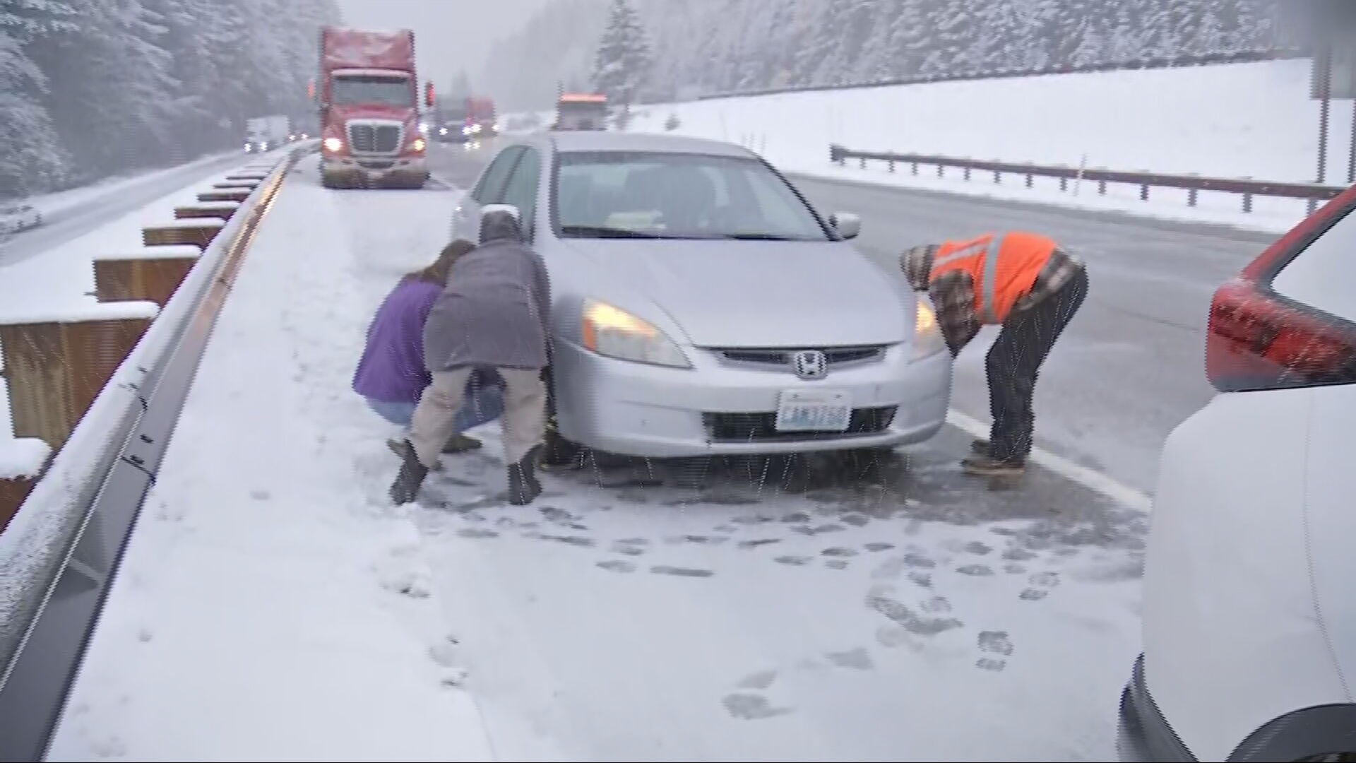 Snow at Snoqualmie Pass on Monday, Jan. 8