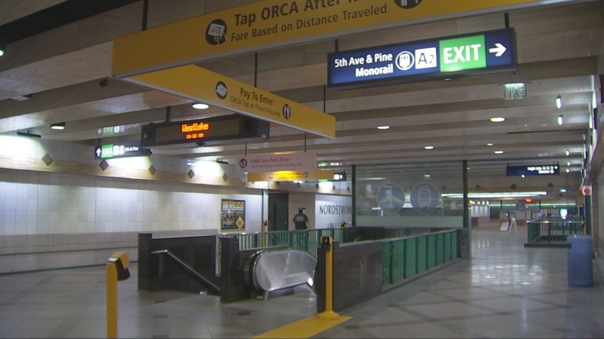 A closure at Seattle's Westlake light rail station
