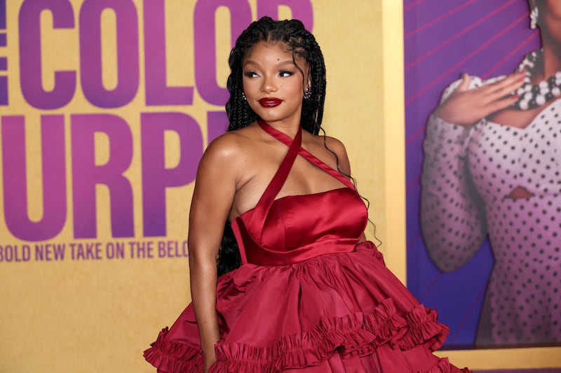 LOS ANGELES, CALIFORNIA - DECEMBER 06: Halle Bailey attends the World Premiere of Warner Bros.' "The Color Purple" at Academy Museum of Motion Pictures on December 06, 2023 in Los Angeles, California. (Photo by Leon Bennett/Getty Images)