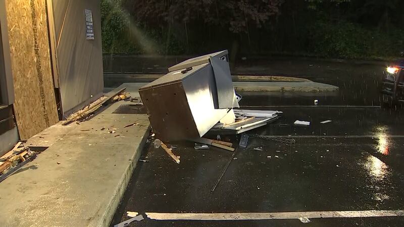 An ATM was ripped out of a Washington Federal Bank in Seattle's Rainier Valley on Friday, May 5, 2023.