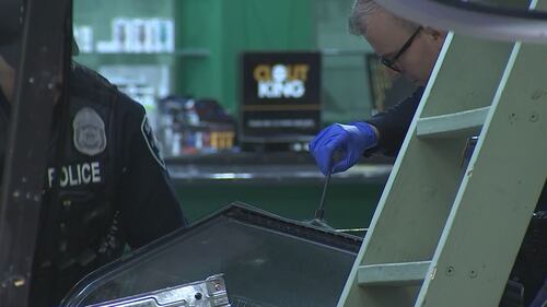 At about 3:45 a.m., burglars rammed Cannazone Seattle on First Avenue South near Walker Street, which is adjacent to a Starbucks, on March 19, 2024.