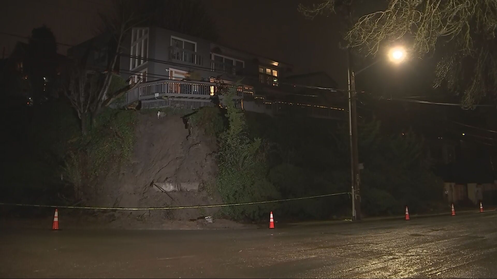 A landslide in Seattle's Leschi neighborhood came down on Lakeside Avenue near East Alder Street.