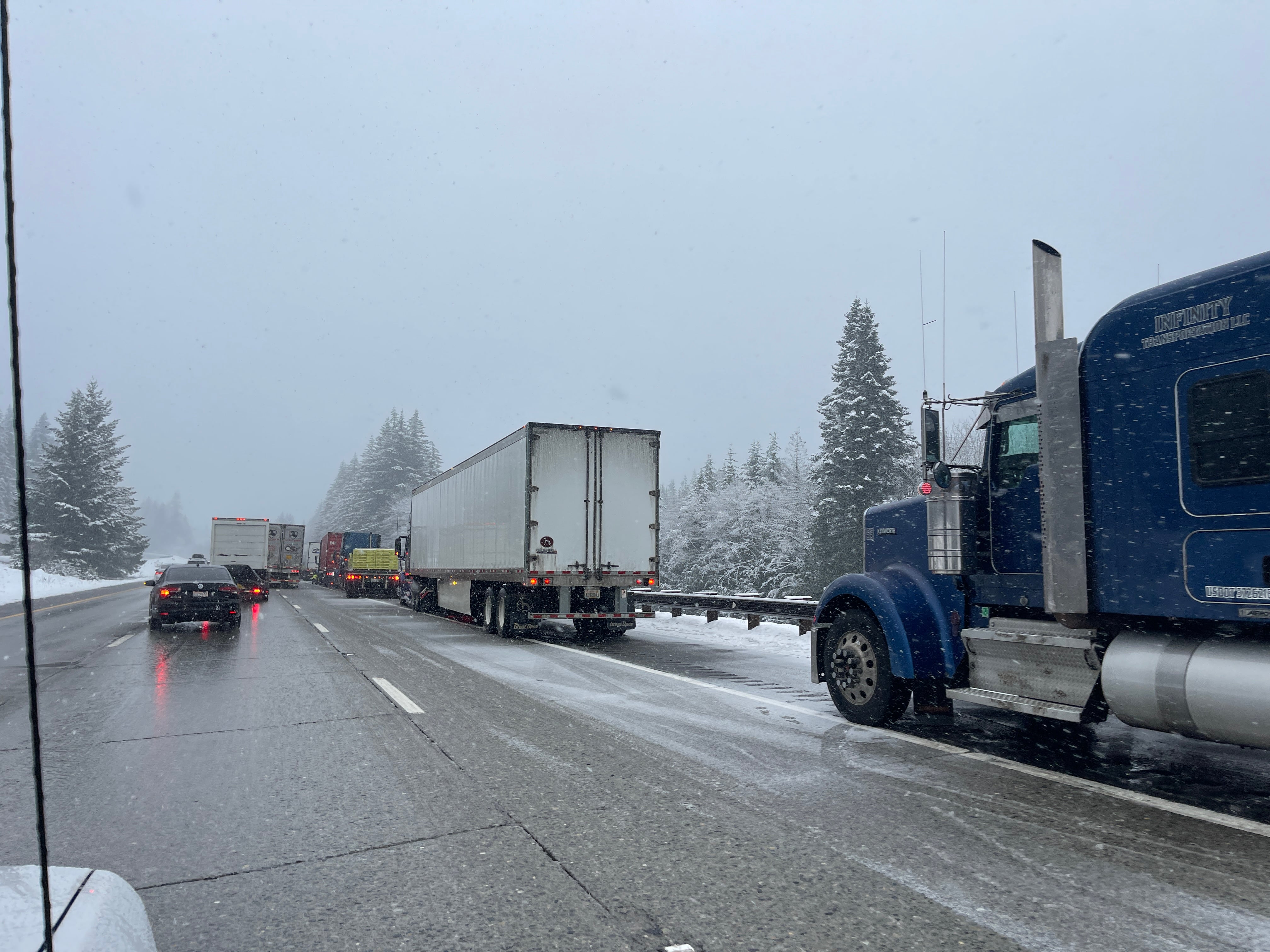 Snow at Snoqualmie Pass on Monday, Jan. 8