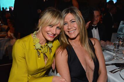 LOS ANGELES, CA - OCTOBER 27: (L-R) Actors Cameron Diaz and Jennifer Aniston attend LACMA 2012 Art + Film Gala Honoring Ed Ruscha and Stanley Kubrick presented by Gucci at LACMA on October 27, 2012 in Los Angeles, California. (Photo by Frazer Harrison/Getty Images for LACMA)