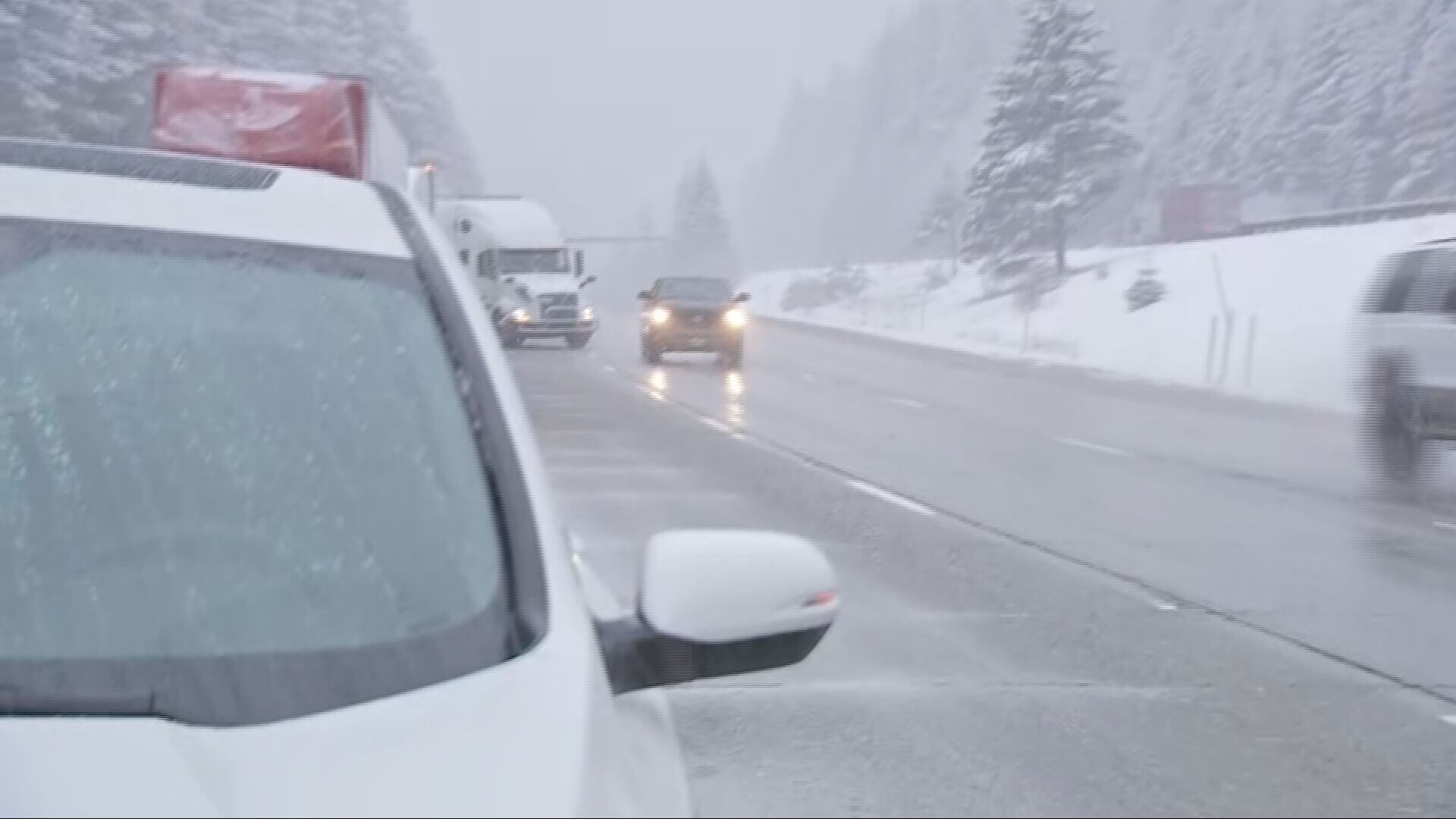 Snow at Snoqualmie Pass on Monday, Jan. 8