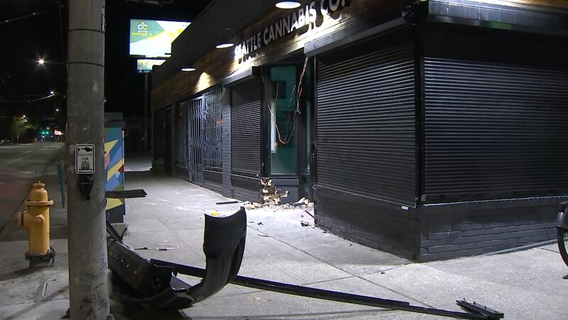 A car crashed into a Seattle cannabis shop early Thursday in an apparent burglary.