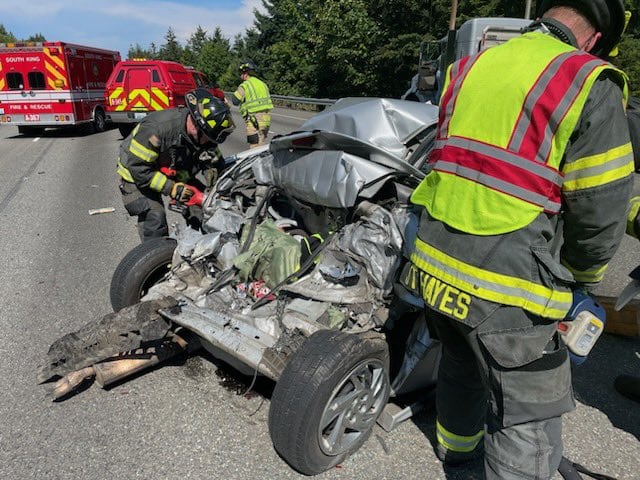 A crash on I-5 through SeaTac