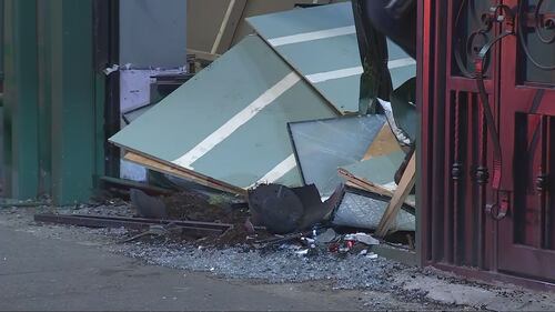 At about 3:45 a.m., burglars rammed Cannazone Seattle on First Avenue South near Walker Street, which is adjacent to a Starbucks, on March 19, 2024.