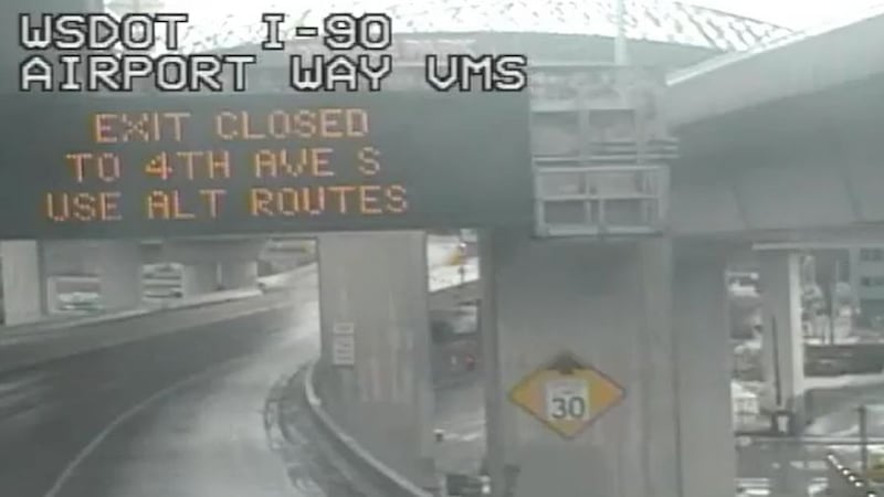Traffic alert: Westbound I-90 west of I-5 in Seattle closed, emergency crews on scene
