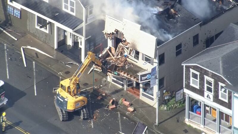 Several buildings burned in a massive early-morning fire in downtown Friday Harbor on San Juan Island Thursday morning.