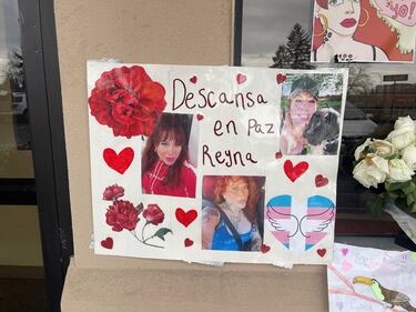 Memorial in front of the Renton salon owned by  Reyna Hernandez.