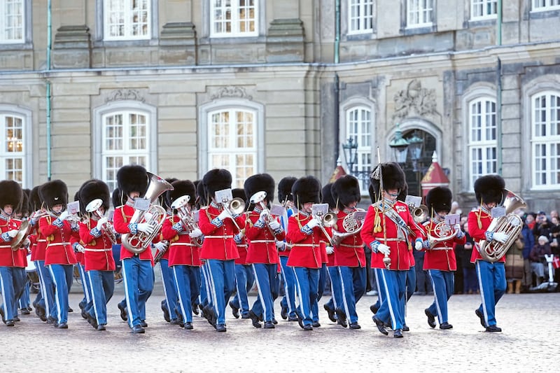 COPENHAGEN, DENMARK - JANUARY 14: The honor guard prepares ahead of the proclamation of HM King Frederik X and HM Queen Mary of Denmark at Amalienborg Palace Square on January 14, 2024 in Copenhagen, Denmark. Her Majesty Queen Margrethe II steps down as Queen of Denmark and entrusts the Danish throne to His Royal Highness The Crown Prince, who becomes His Majesty King Frederik X and Head of State of Denmark. (Photo by Martin Sylvest Andersen/Getty Images)