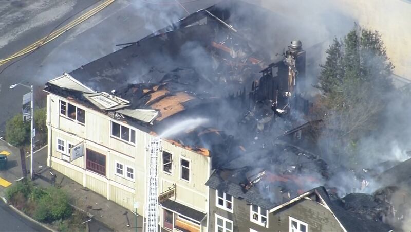 Several buildings burned in a massive early-morning fire in downtown Friday Harbor on San Juan Island Thursday morning.