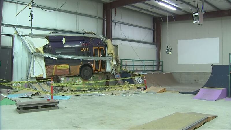 A Metro bus crashed into an indoor skate park near Seattle's Yesler Terrace neighborhood on Jan. 24, 2024.