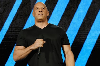MIAMI, FL - OCTOBER 14: In this handout photo provided by One Voice: Somos Live!, Vin Diesel speaks onstage at One Voice: Somos Live! A Concert For Disaster Relief at Marlins Park on October 14, 2017 in Miami, Florida. (Photo by Rick Diamond/One Voice: Somos Live!/Getty Images)