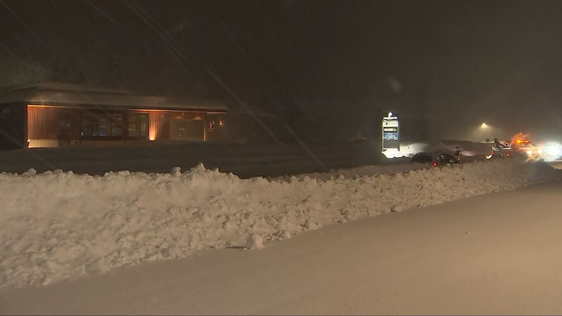 Blizzard conditions at Snoqualmie Pass early Tuesday morning