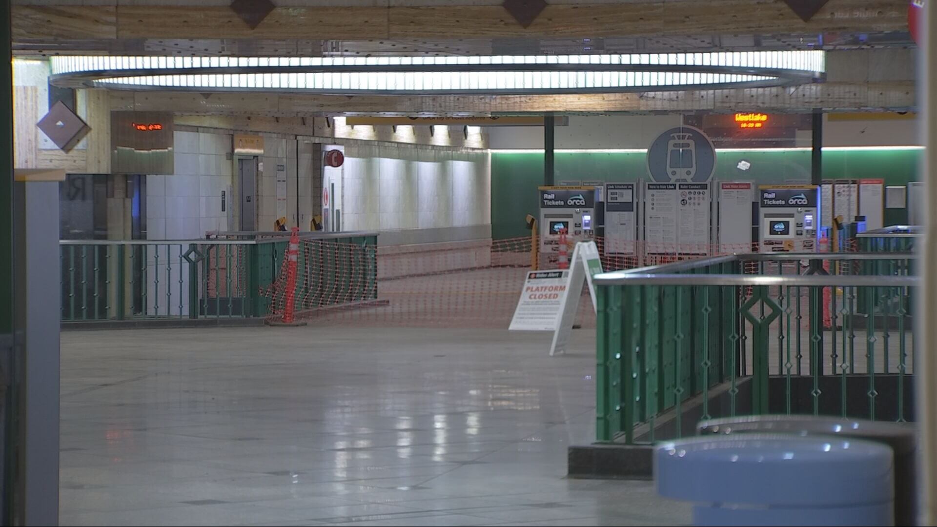 A closure at Seattle's Westlake light rail station