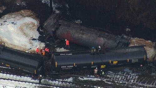 Chopper 7 over Custer oil train derailment