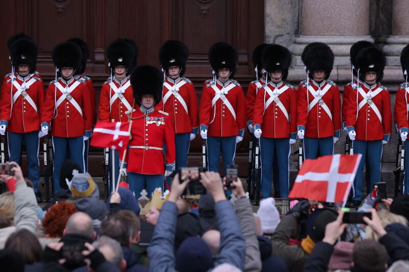 COPENHAGEN, DENMARK - JANUARY 14: The honor guard at Christiansborg Palace during the proclamation of Crown Prince as new Danish King Frederik X on January 14, 2024 in Copenhagen, Denmark. King Frederik X is succeeding Queen Margrethe II, who will be stepping down after reigning for 51 years. (Photo by Sean Gallup/Getty Images)