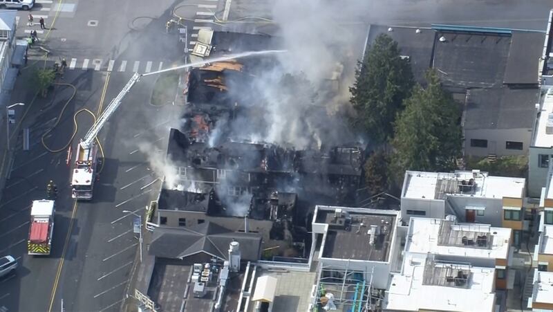 Several buildings burned in a massive early-morning fire in downtown Friday Harbor on San Juan Island Thursday morning.