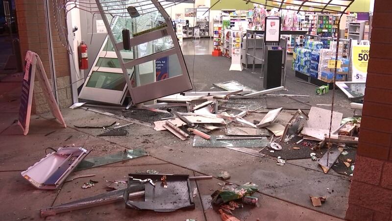 Officers were called to the Walgreens in the 2000 block of Sixth Avenue at 3:24 a.m. Monday after the truck backed through the front entrance.