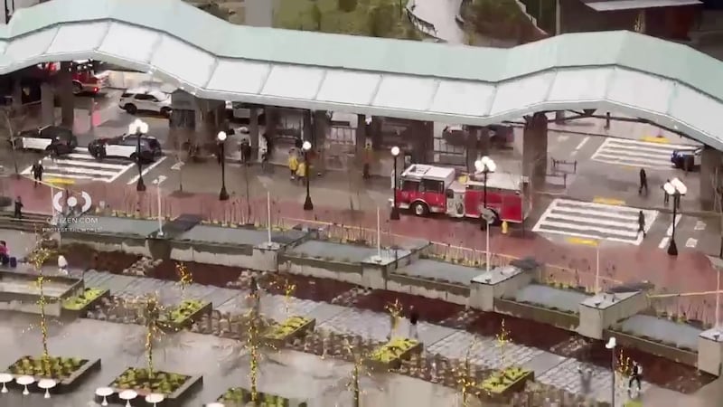 Large police, fire presence at Bellevue Transit Center