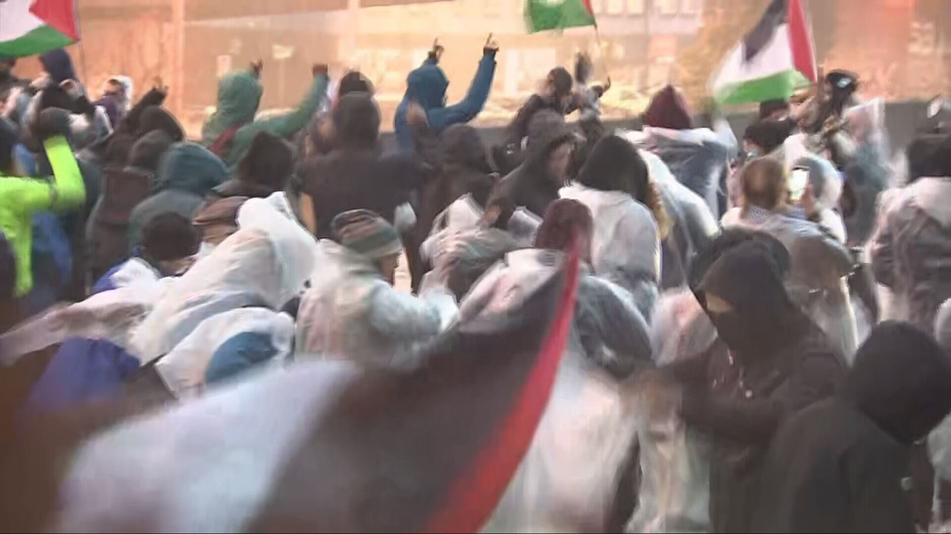 Protesters blocking I-5 through Seattle on Saturday, Jan. 6