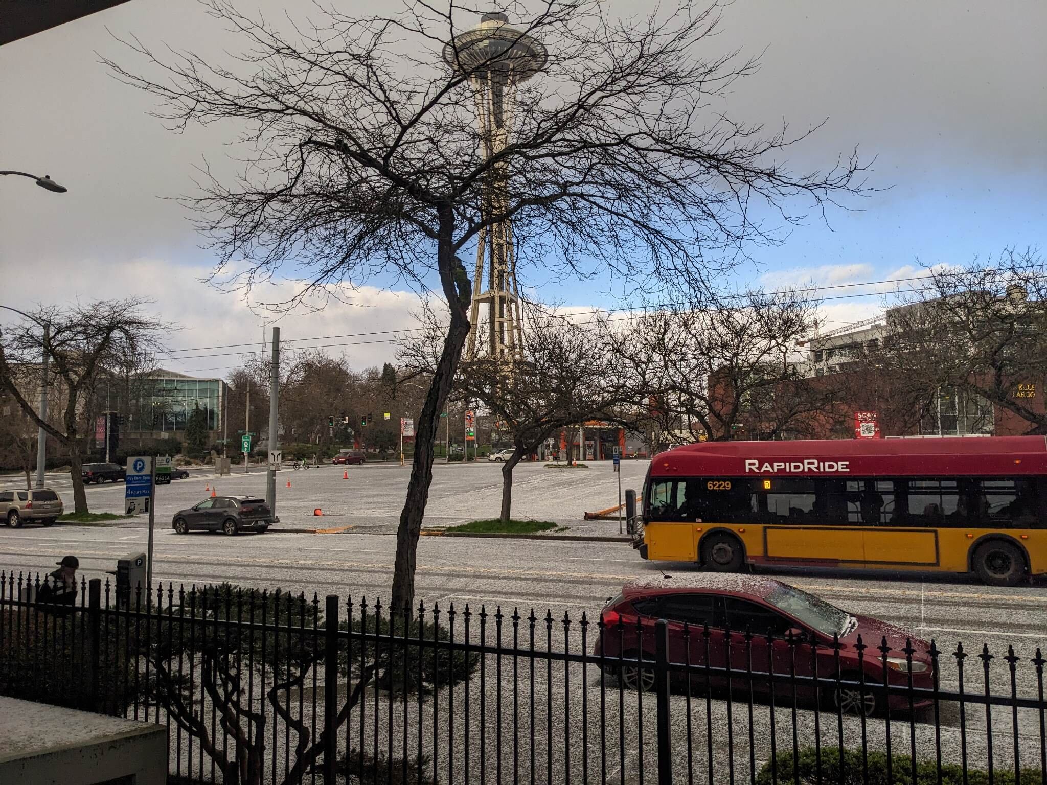 Snow in downtown Seattle on Thursday afternoon