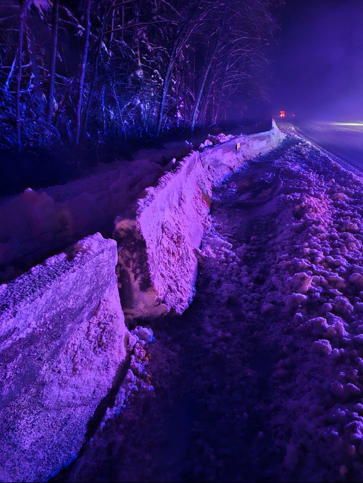 Conditions after a semi spun out on I-90 at Snoqualmie Pass