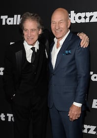 LOS ANGELES, CA - AUGUST 10:  Actors Richard Lewis (L) and Patrick Stewart attend the STARZ' "Blunt Talk" series premiere on August 10, 2015 in Los Angeles, California.  (Photo by Michael Kovac/Getty Images for STARZ)