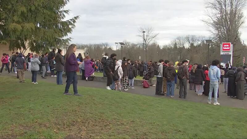 Chief Sealth International High School students at a walkout in West Seattle