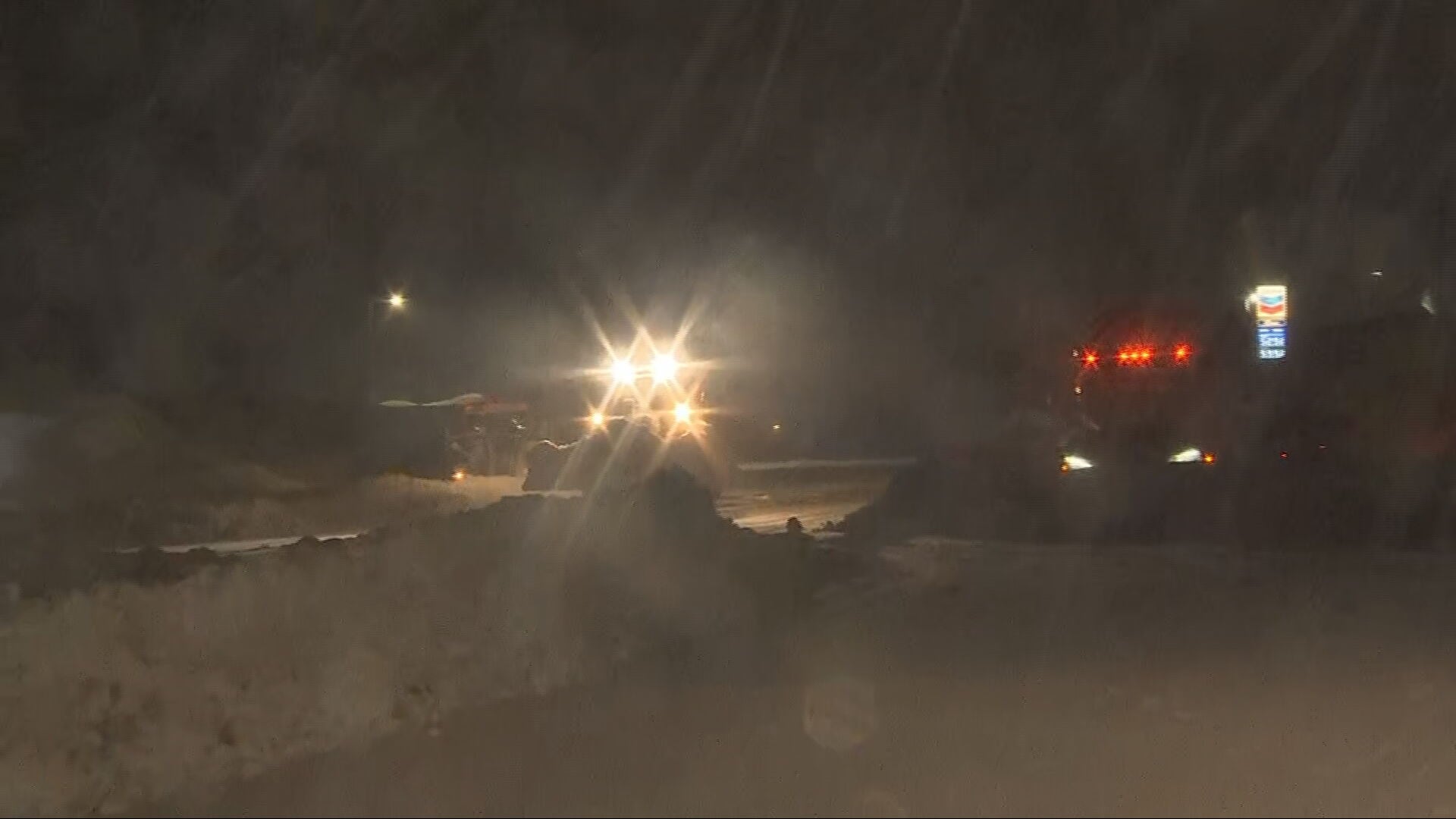 Blizzard conditions at Snoqualmie Pass early Tuesday morning