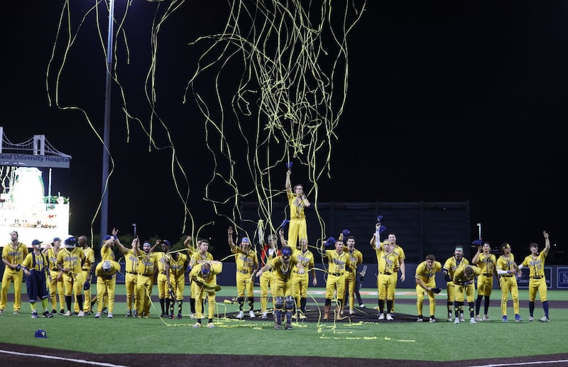 NEW YORK, NEW YORK - AUGUST 12:  The Savannah Bananas perform one last dance routine for the fans after their game against the Party Animals at Richmond County Bank Ball Park on August 12, 2023 in New York City.  The Savannah Bananas were part of the Coastal Plain League, a summer collegiate league, for seven seasons. In 2022, the Bananas announced that they were leaving the Coastal Plain League to play Banana Ball year-round. Banana Ball was born out of the idea of making baseball more fast-paced, entertaining, and fun.   (Photo by Al Bello/Getty Images)