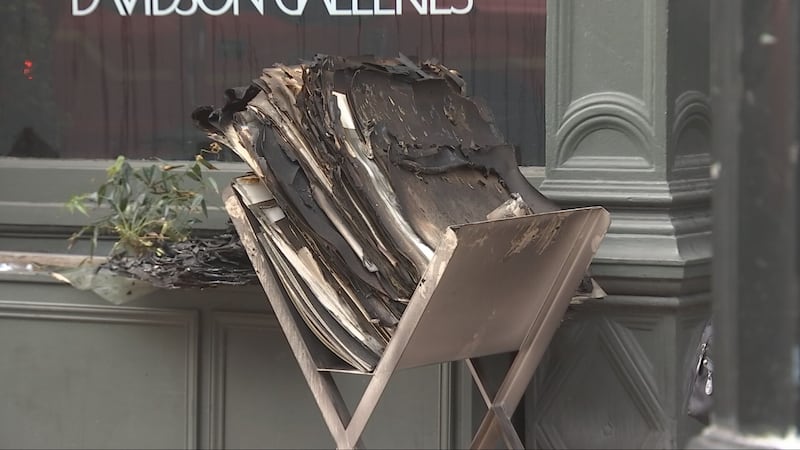 A fire at a Pioneer Square art gallery on Friday morning