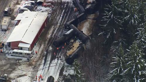 Chopper 7 over Custer oil train derailment