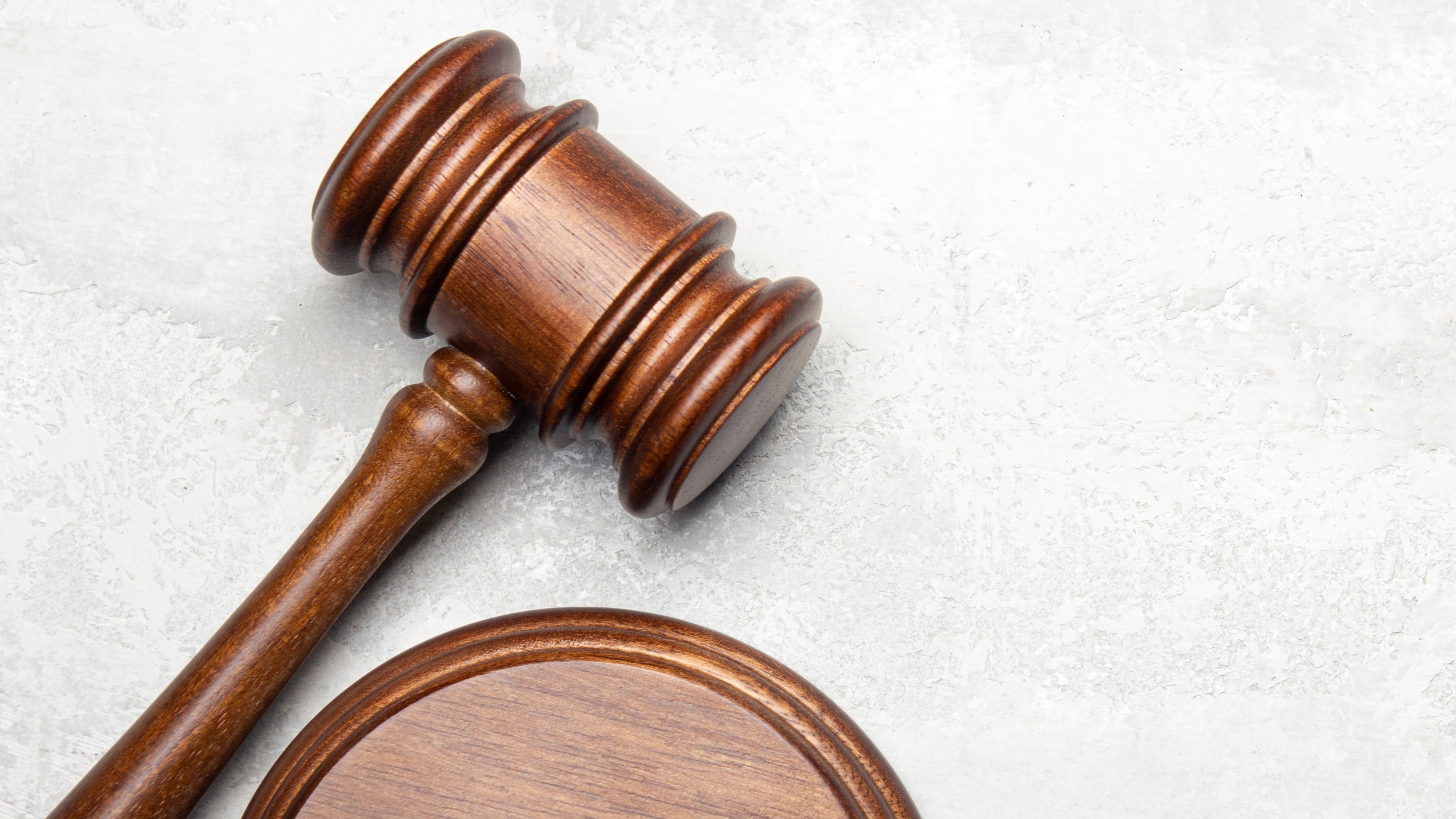 Judge gavel on white background. Law and justice background.