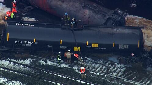 Chopper 7 over Custer oil train derailment