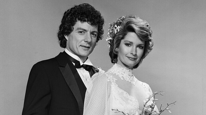 (l-r) Wayne Northrop as Roman Brady, Deidre Hall as Marlena Craig