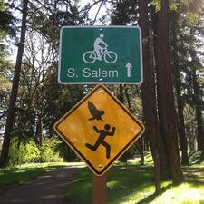 Inspired by a segment from MSNBC host Rachel Maddow, Oregon's capital city posted "angry owl" warning signs in the park where the owl was likely defending its nest against perceived threats. Image: <a href="https://www.facebook.com/owlattacks/timeline">Owl Attacks Facebook page. </a>