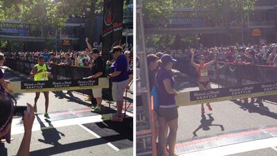 Yon Yilma (left) was the top finisher in Saturday’s Seattle Rock ‘n’ Roll Marathon. He finished with a time of 02:29:53. Nuta Olaru (right) was the top finisher for the women’s marathon. She finished at 02:52:40.