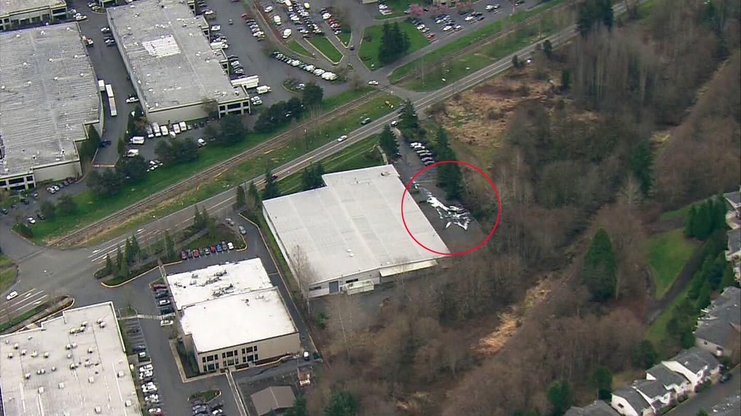 Overhead photo from Chopper 7 where a body was found in a burned car in Woodinville.