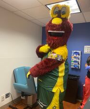 Seattle Storm mascot Doppler visited Seattle Children's hospital on Wednesday, Oct. 4 to help with flu vaccine awareness.