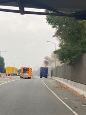 Three lanes are blocked just south of NE 85th Street.