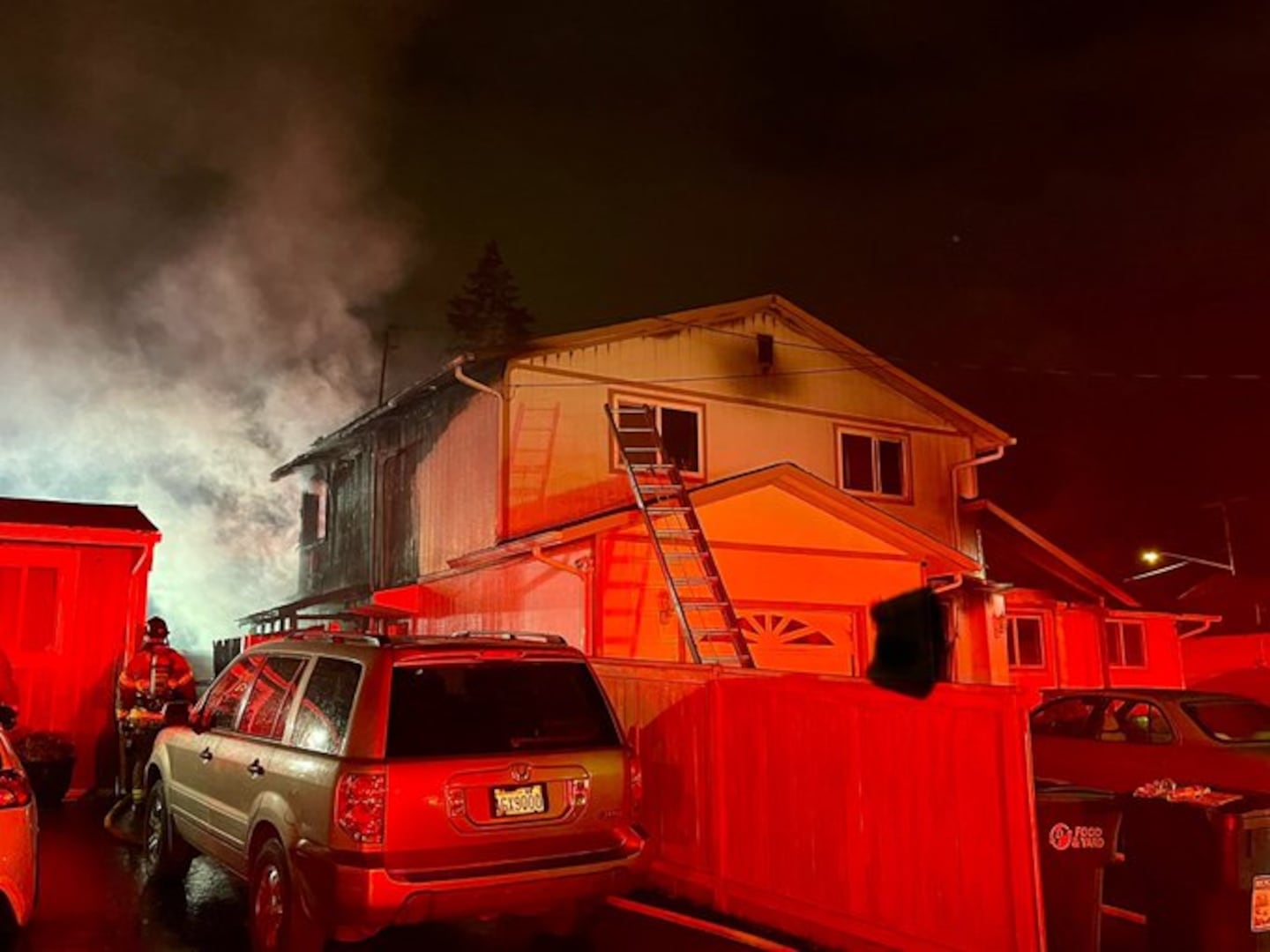 The fire in the 3200 block of South 187th Street started Saturday night.