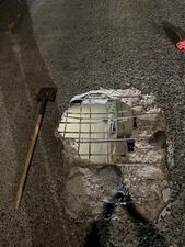 A 5' x 4' pothole was discovered on the ramp to northbound SR 99 from the eastbound West Seattle Bridge.