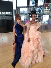 KJ Smith and Novi Brown get ready for the 52nd NAACP Image Awards at the California African American Museum on March 27, 2021, in Los Angeles, California.