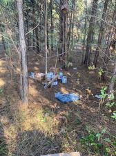 Packages left in the woods in Jemison, Alabama.