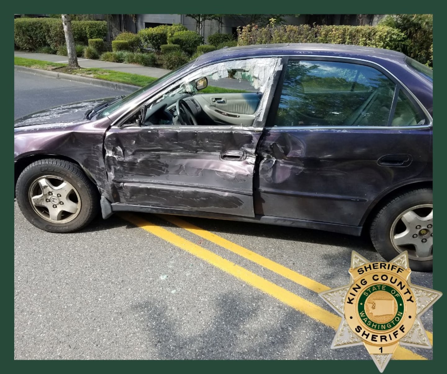 Deputies said this car was struck by the suspect, who then fled the scene.