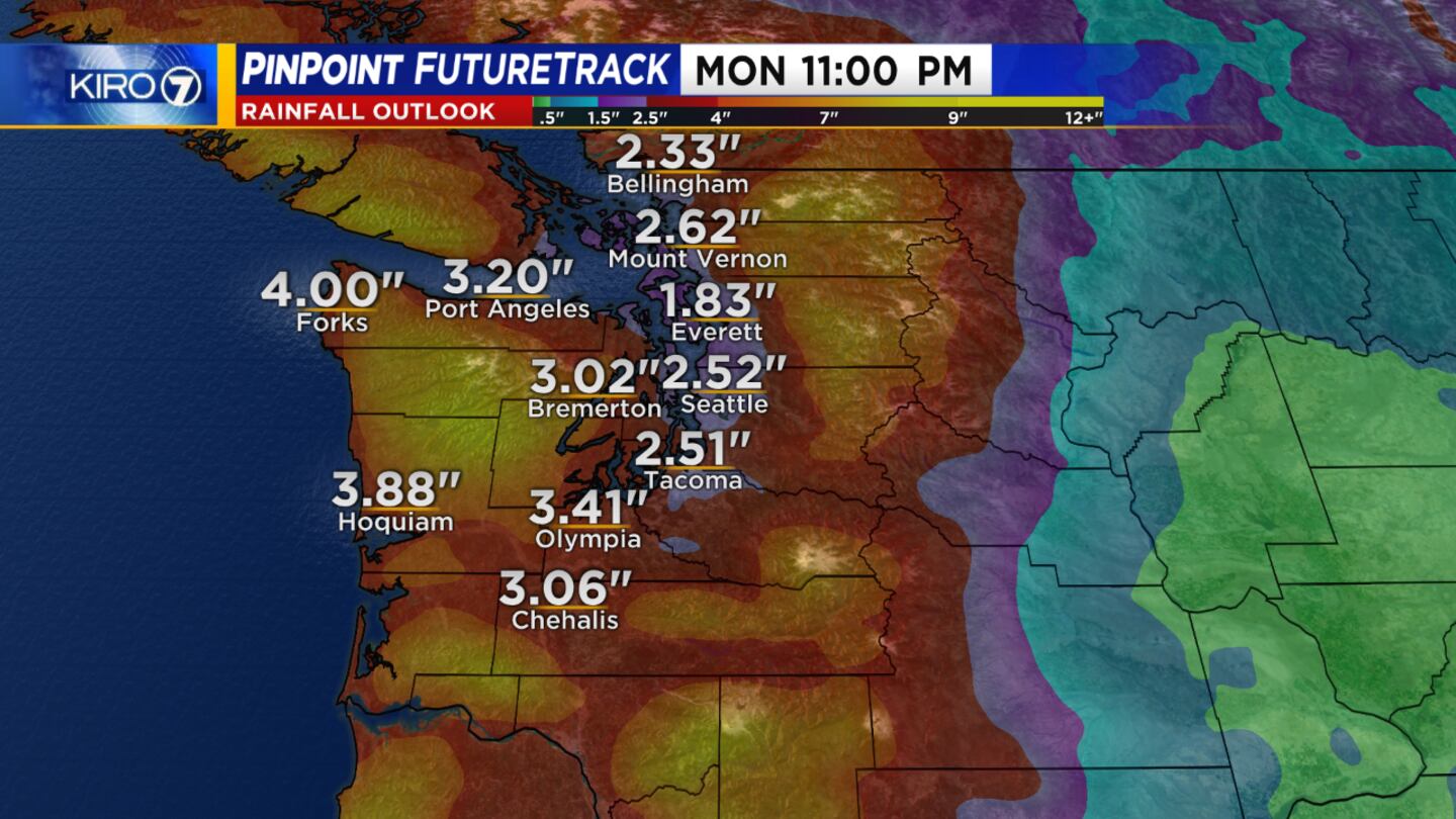 Monday forecast rain totals